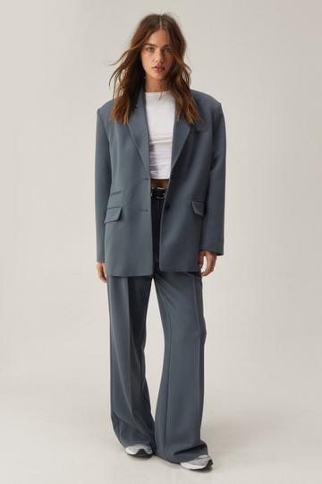 Tailored Pleat Detail Straight Leg Trouser charcoal