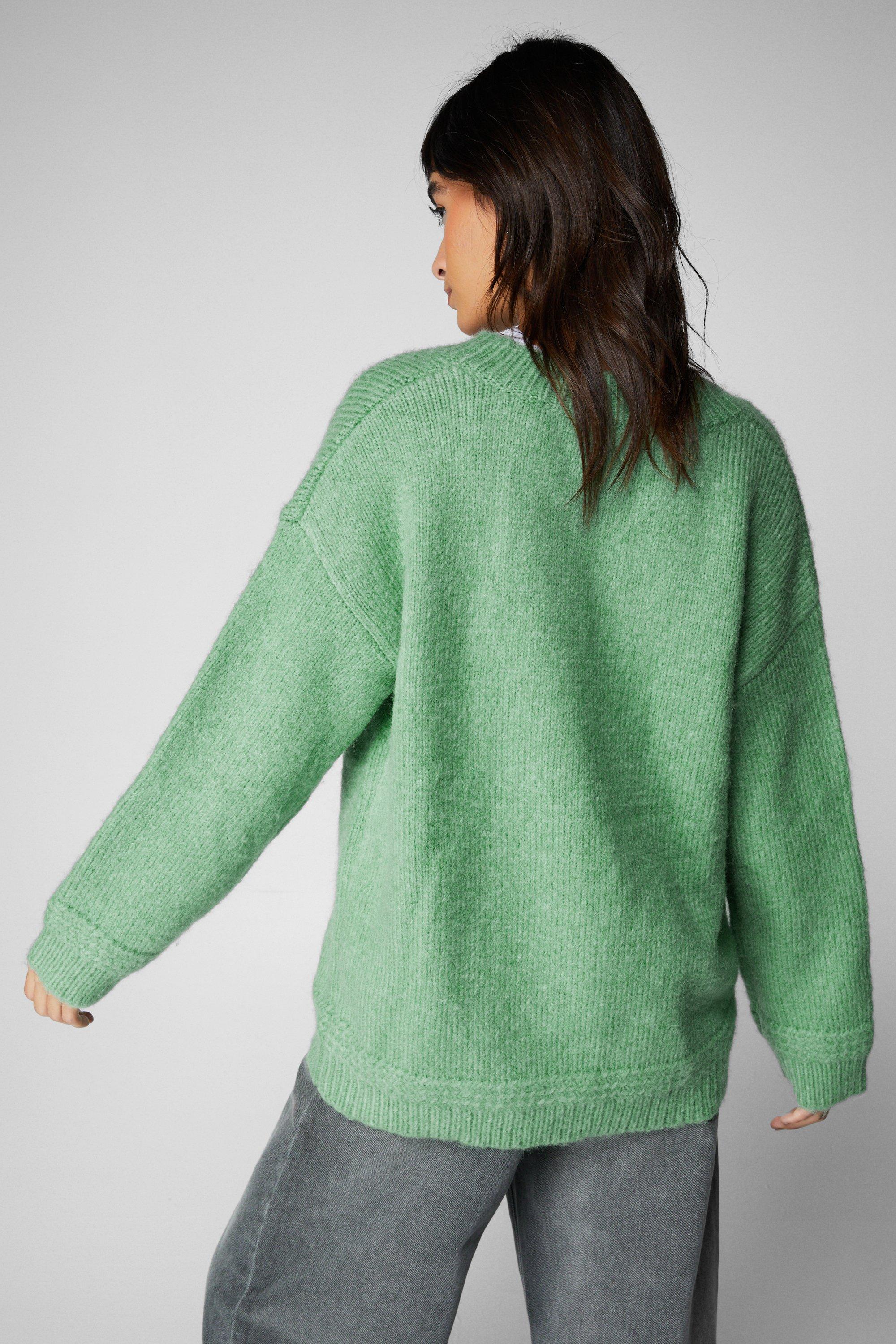 Deep v neck oversized sweater shop