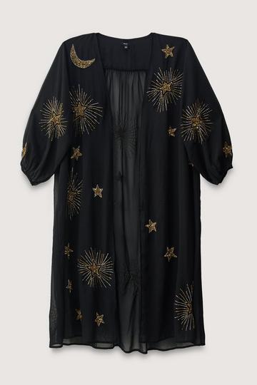 Plus Premium Embellished Kimono black
