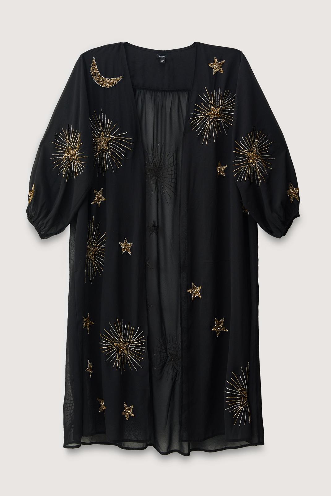 Black Plus Size Premium Embellished Kimono image number 1