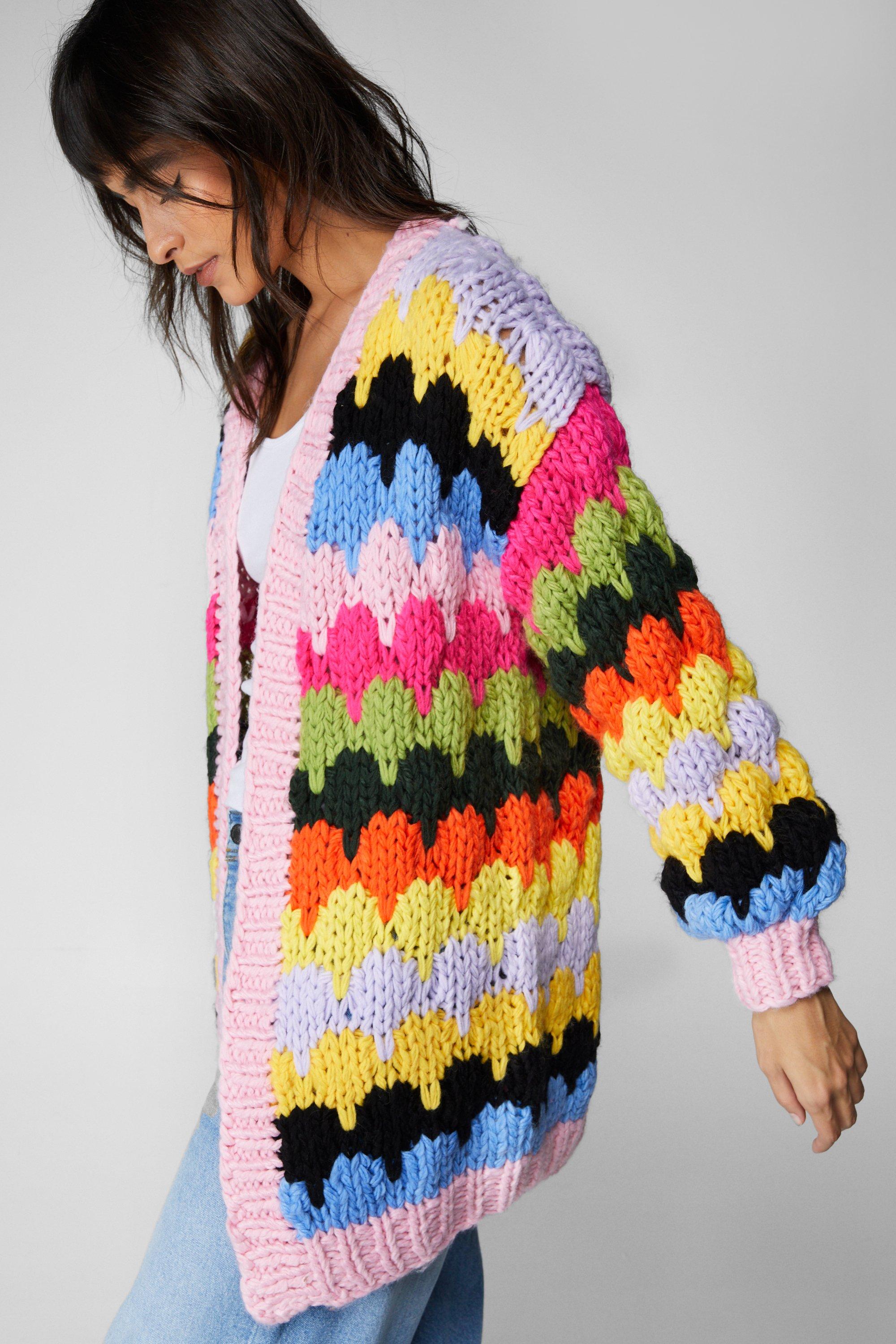 Multicolor Hand Knit Cardigan | Nasty Gal