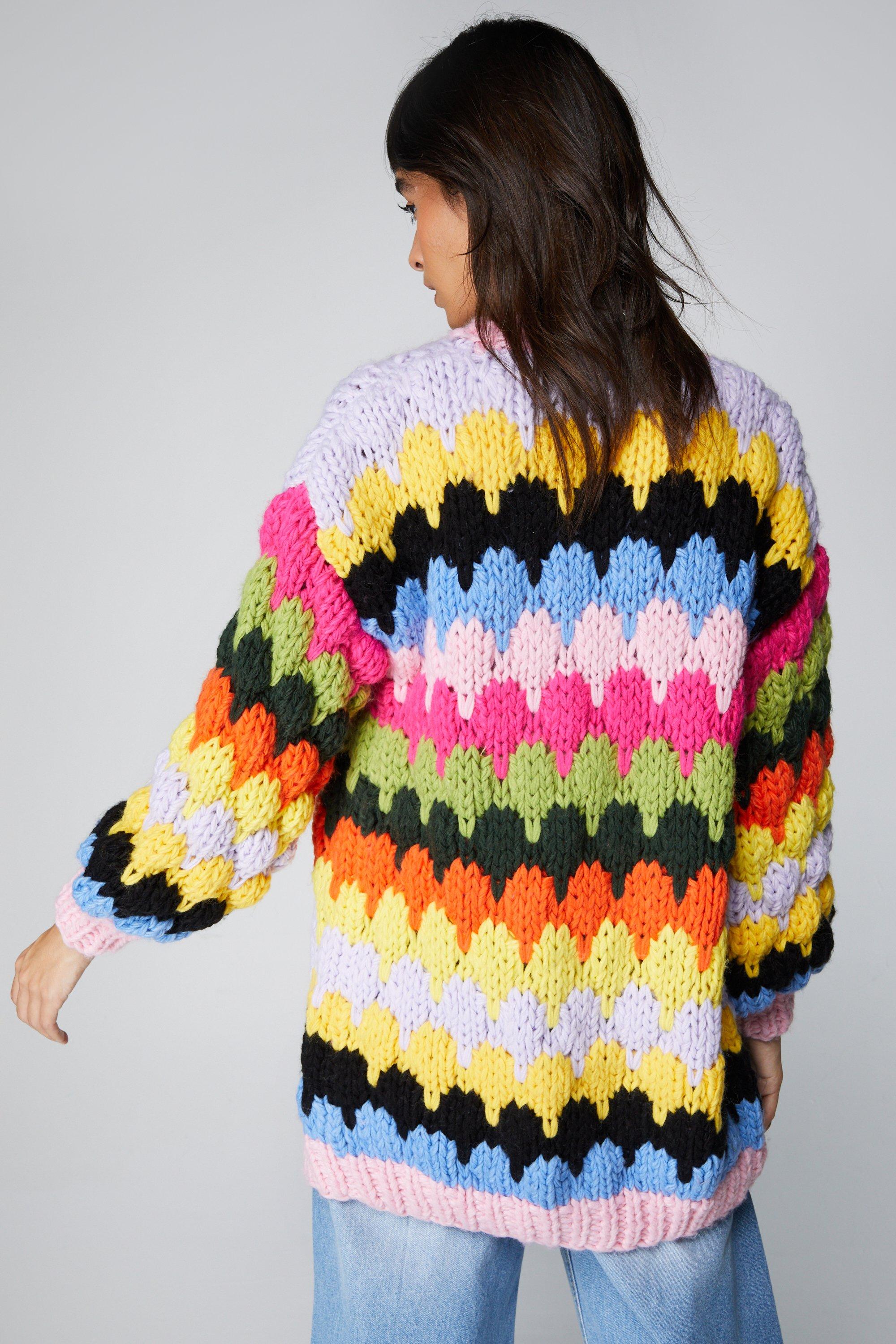 Multicolor Hand Knit Cardigan | Nasty Gal