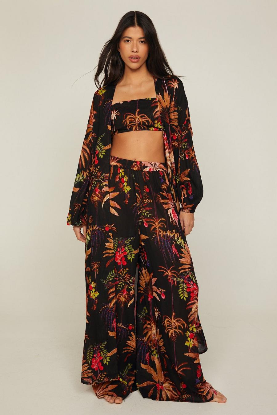 Black Ribbed Collared Wrap Crop Top Palazzo Pants Two Piece Set – Hot Miami  Styles