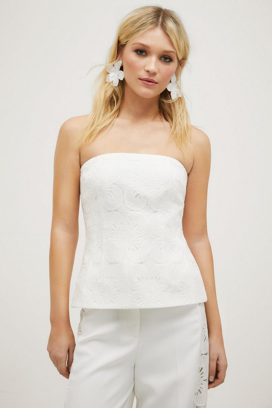 Buy Missguided women tie neck strapless crochet top white Online
