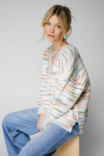 Space Dye V Neck Knit Sweater multi