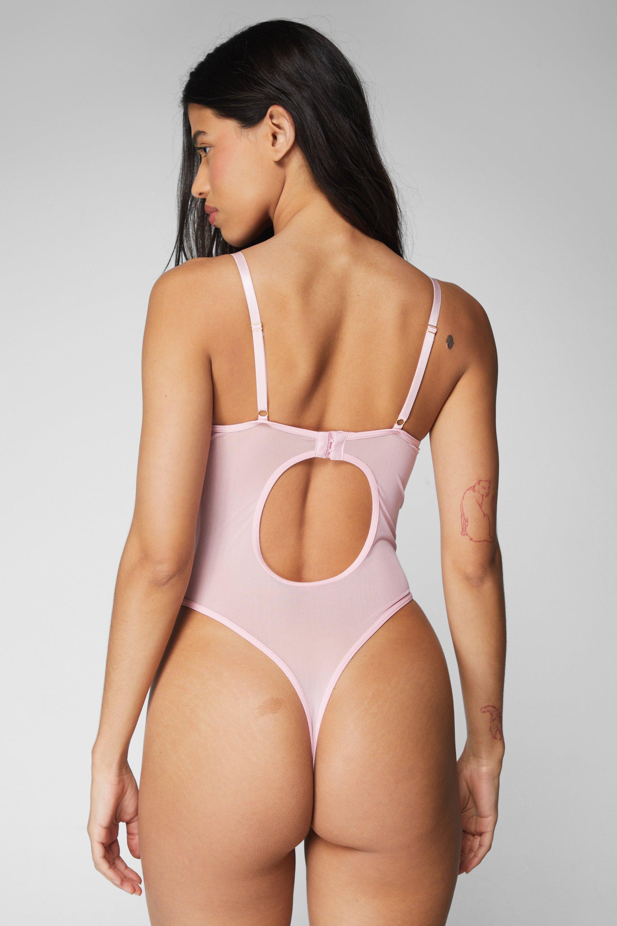 Heart Embroidered Underwire Lingerie Bodysuit