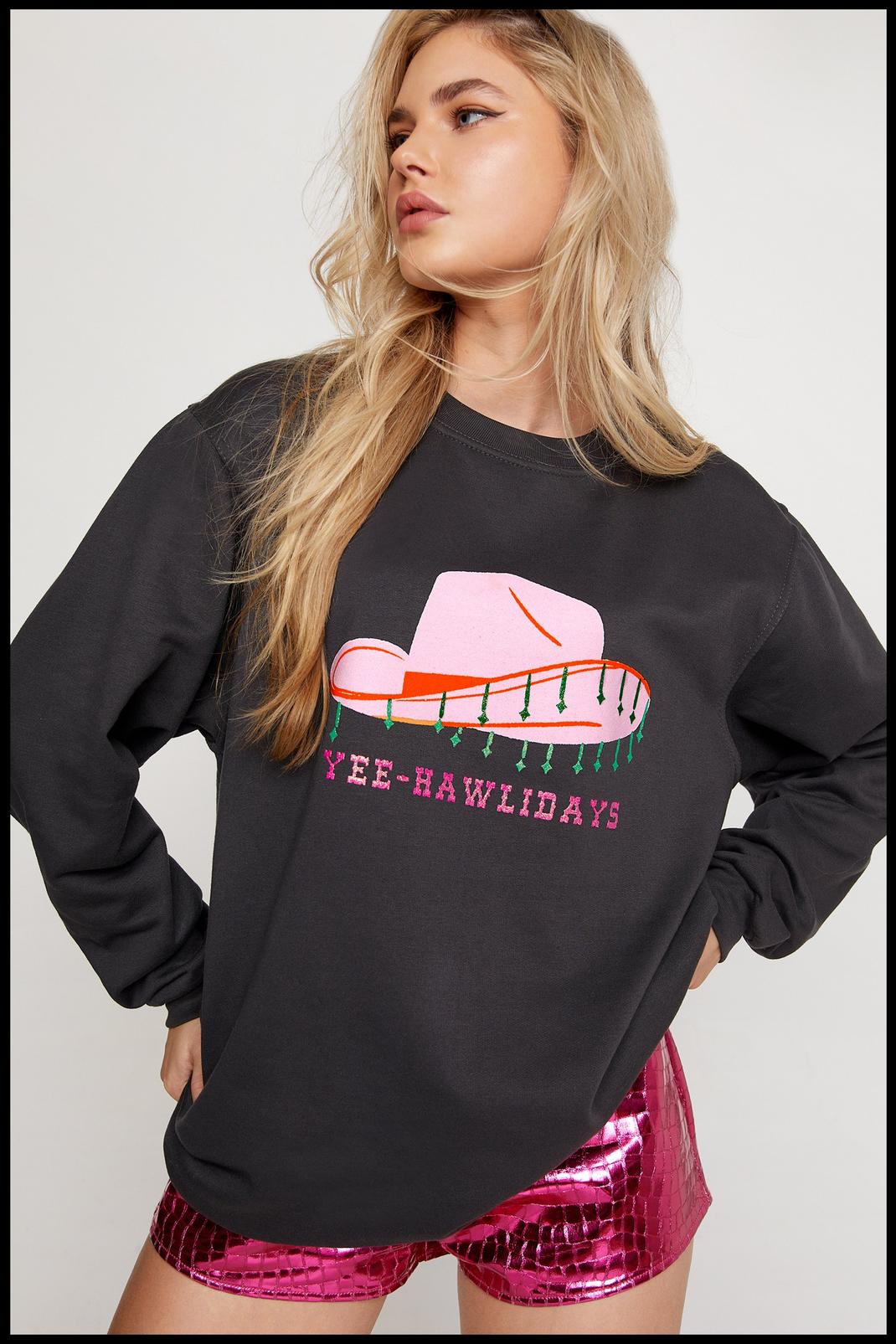 Charcoal Emmy Lupin Yee Hawlidays Oversized Sweatshirt image number 1