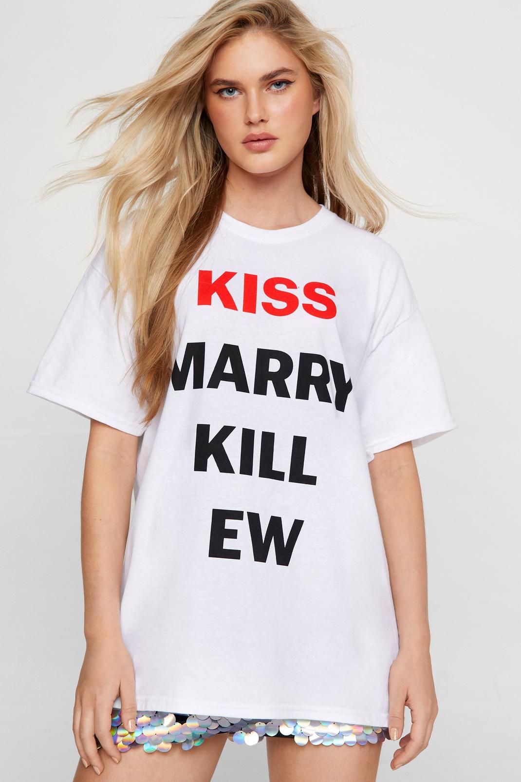 White Kiss Marry Kill Graphic T-shirt image number 1
