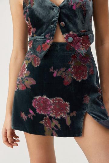 Devore Boho Floral Mini Skirt multi