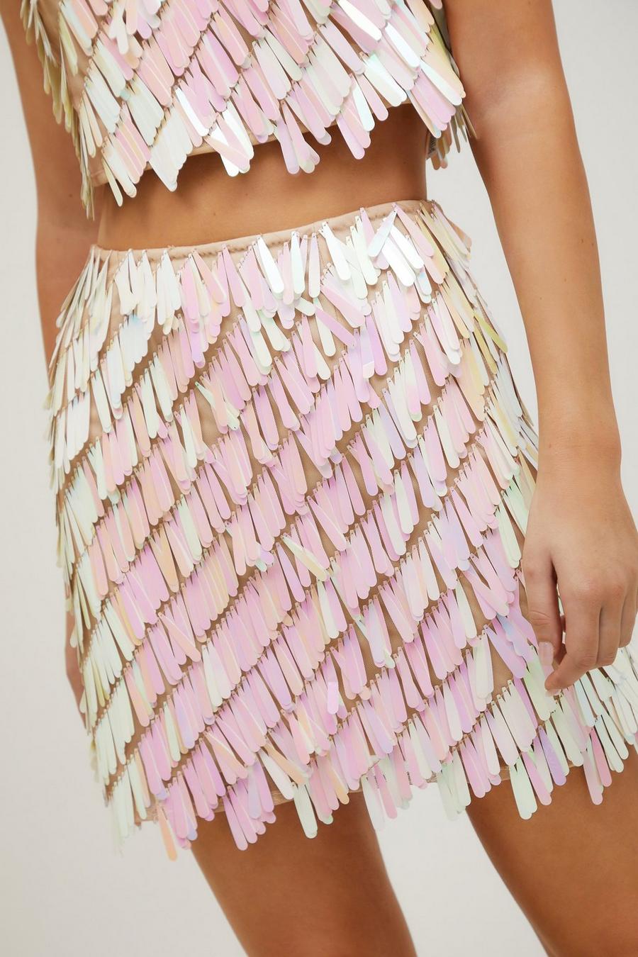 Iridescent Tile Sequin Mini Skirt