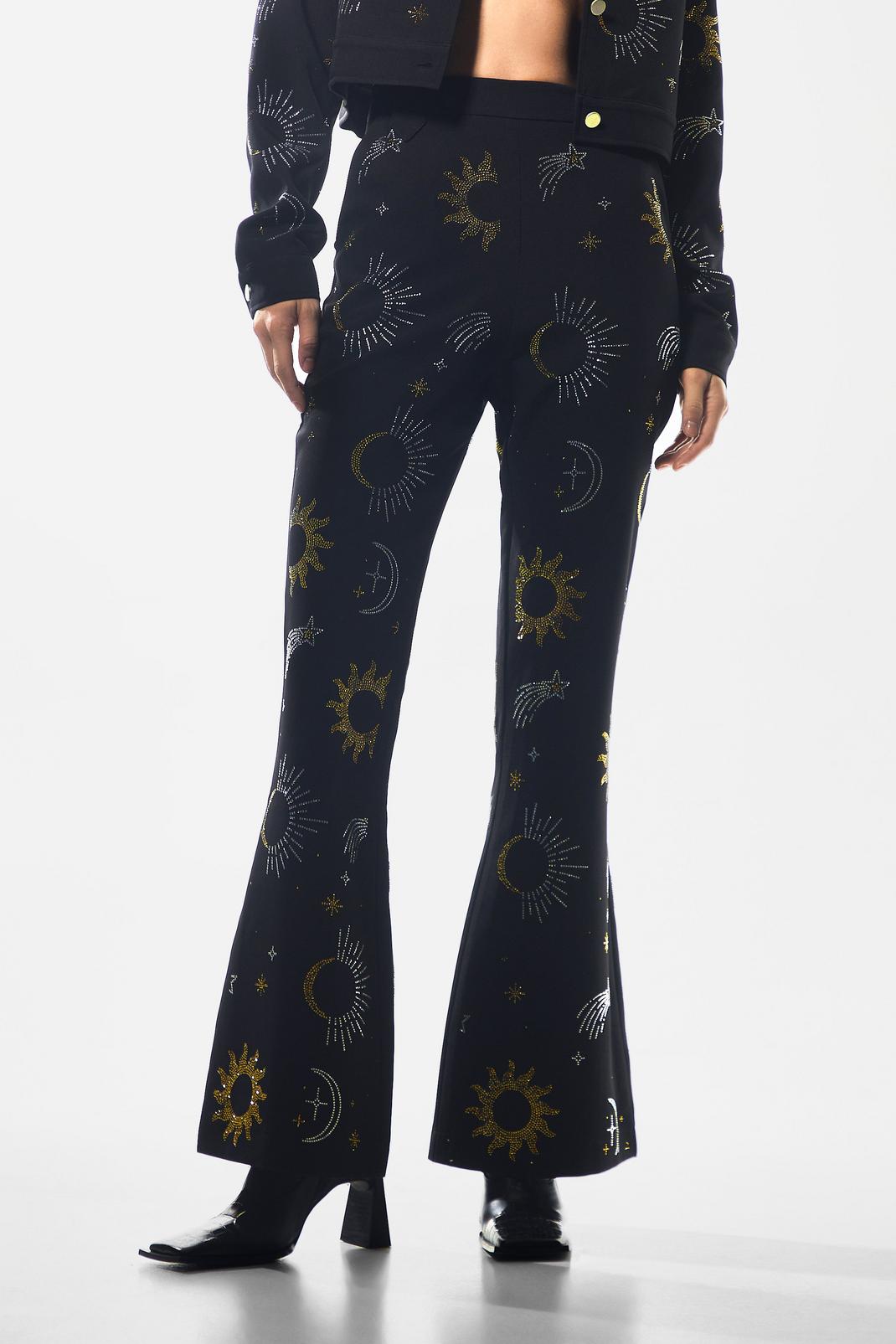 Black Premium Celestial Tailored Flare Pants image number 1