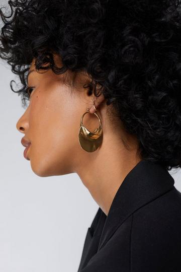 Gold Metallic Hammered Hoop Earrings