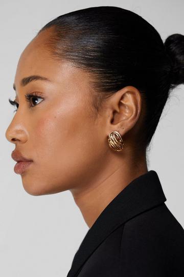 Gold Metallic Twist Detail Stud Earrings