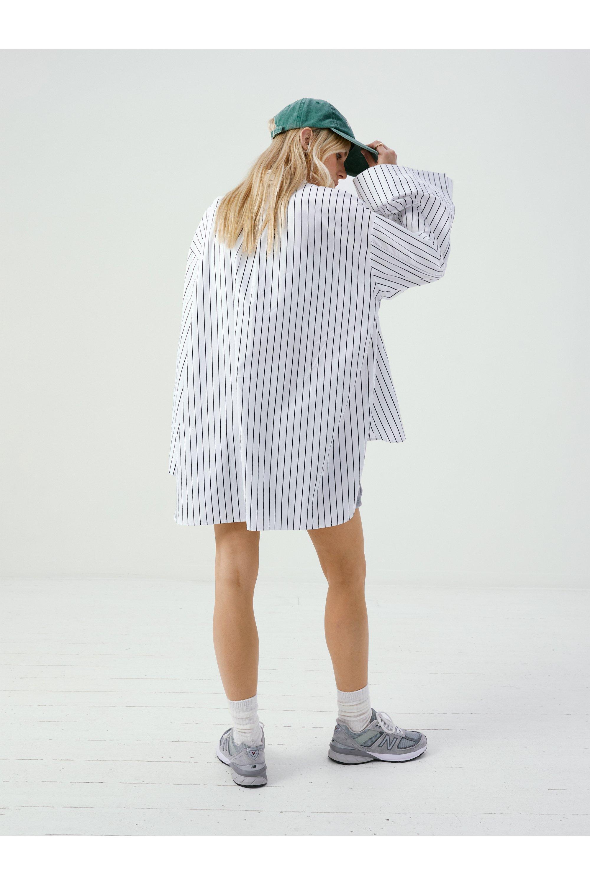 Monochrome Stripe Wide Sleeve Oversized Shirt | Nasty Gal