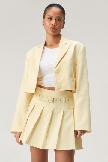 Premium Tailored Belted Mini Skirt lemon