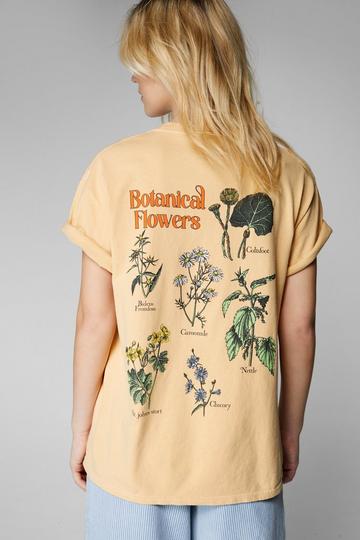 Botanical Flowers Front And Back Graphic T-shirt beige