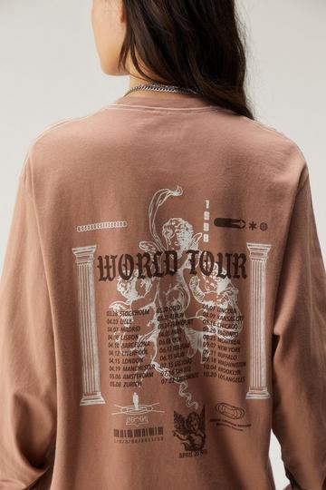 Brown World Tour Front And Back Graphic Long Sleeve T-shirt