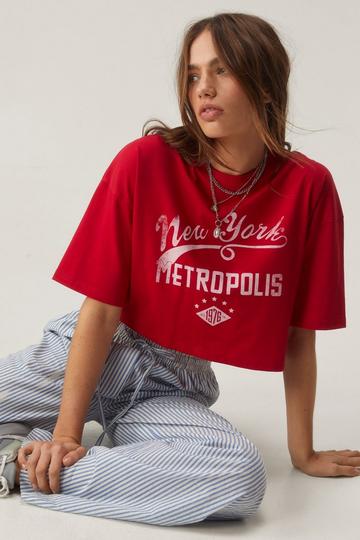 Printed Cropped T-shirt red