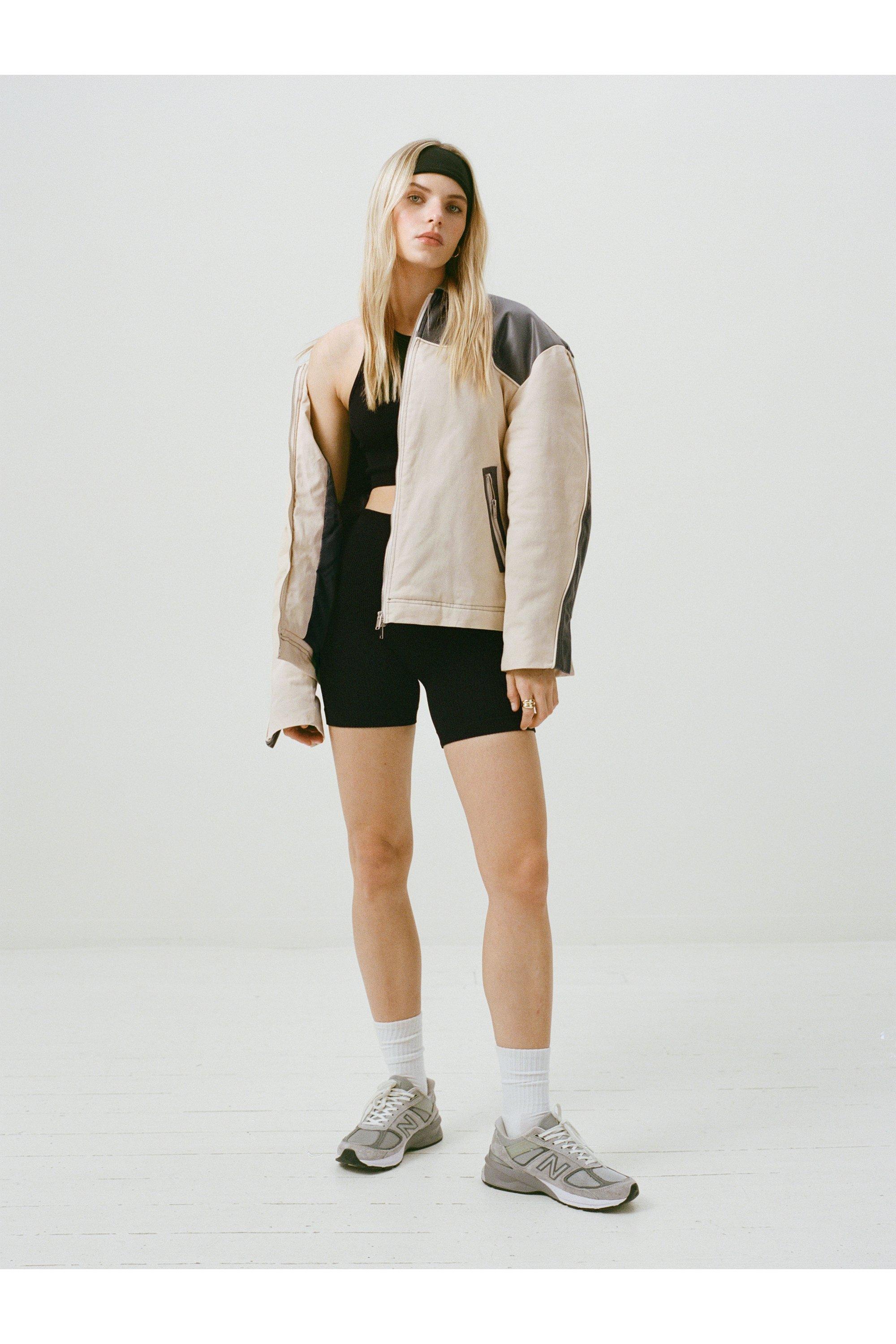 Twill & Faux Leather Color Block Trucker Jacket | Nasty Gal