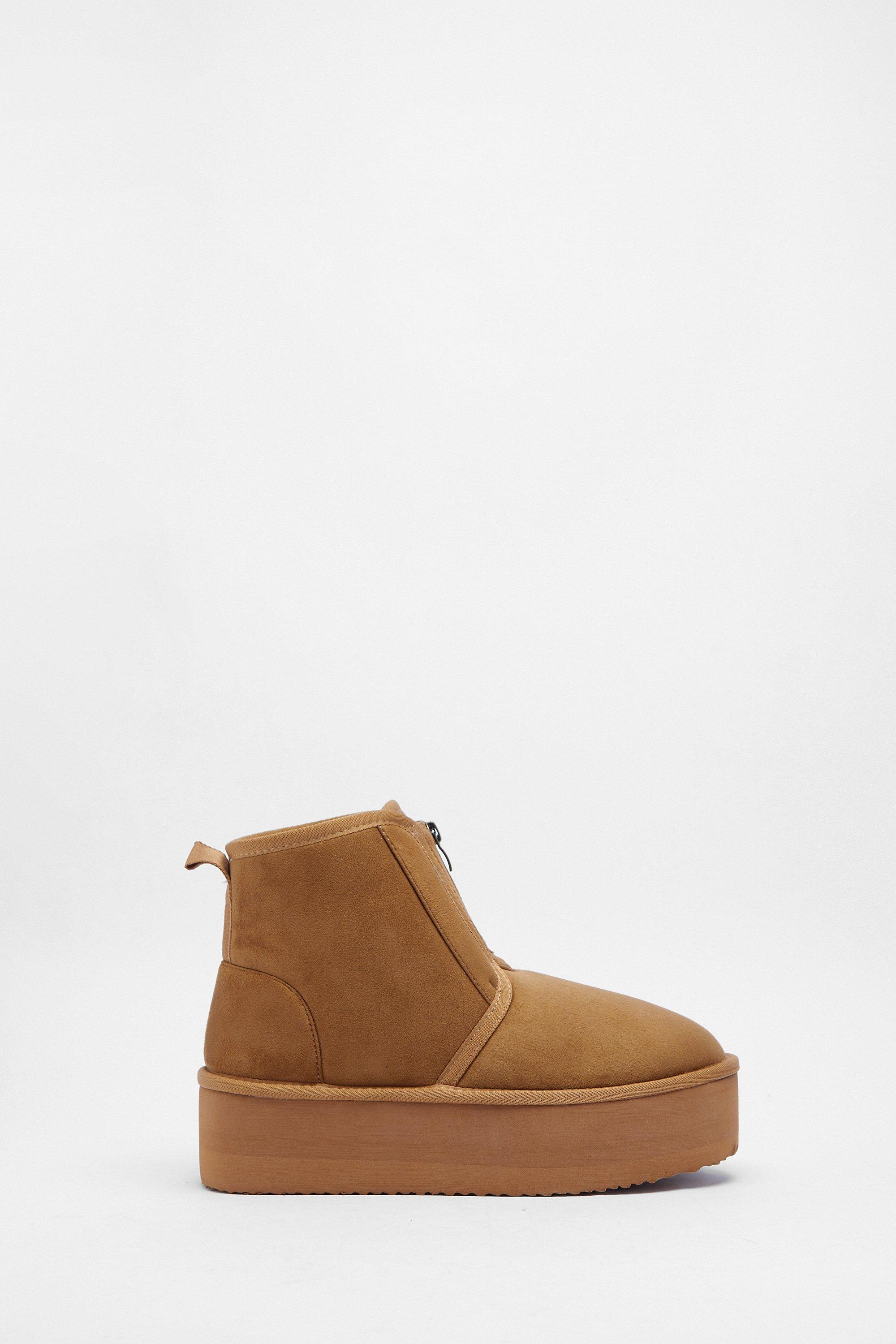 Platform Zip Front Mini Ankle Boots