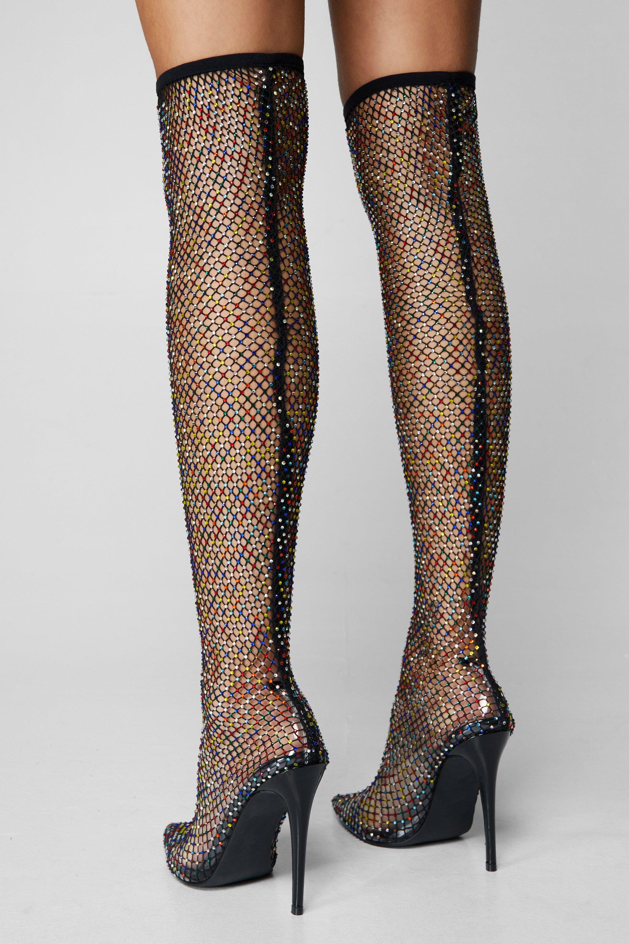 Diamante thigh sale high boots