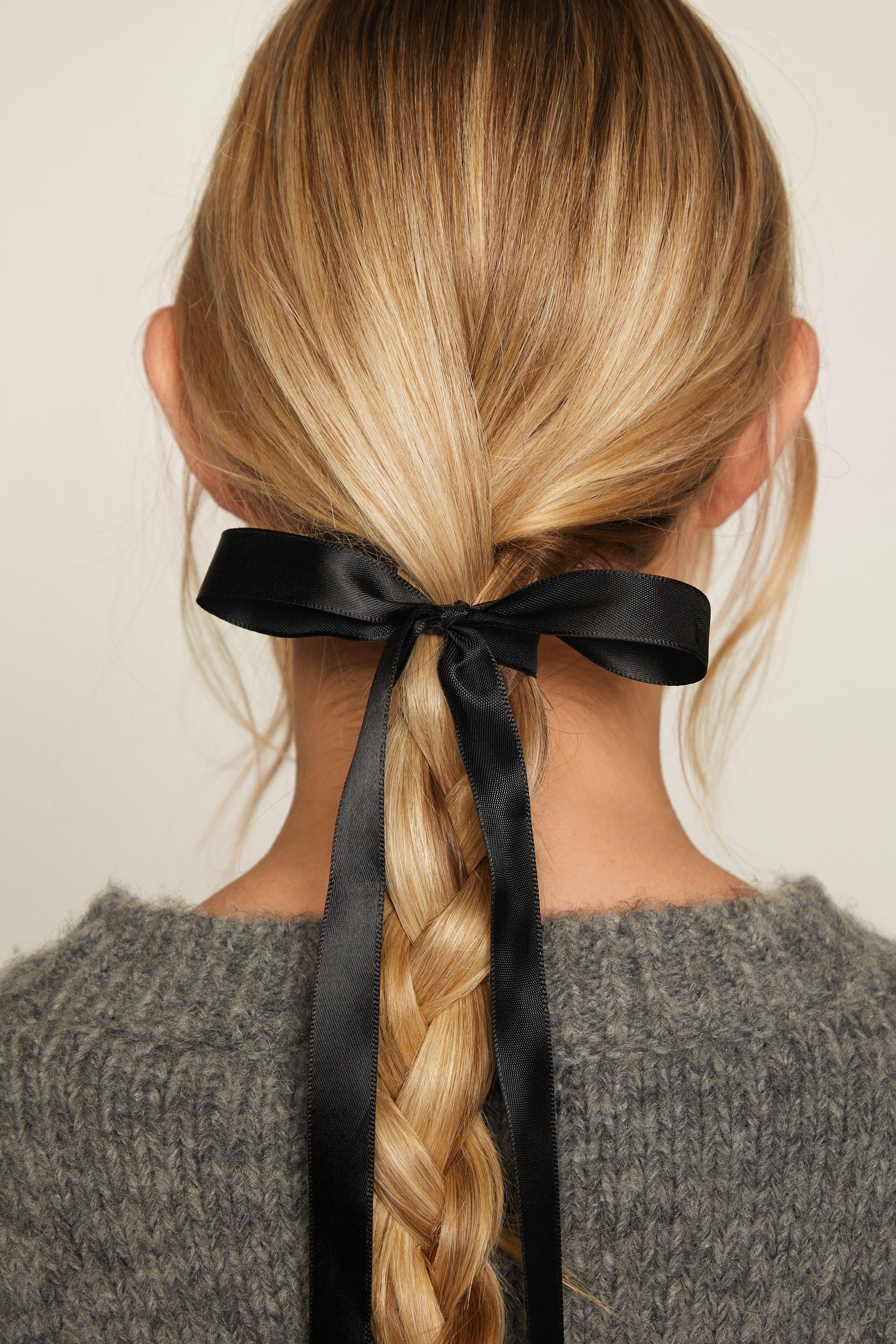 Nasty Gal Womens Satin Ribbon Hair Bow - Black