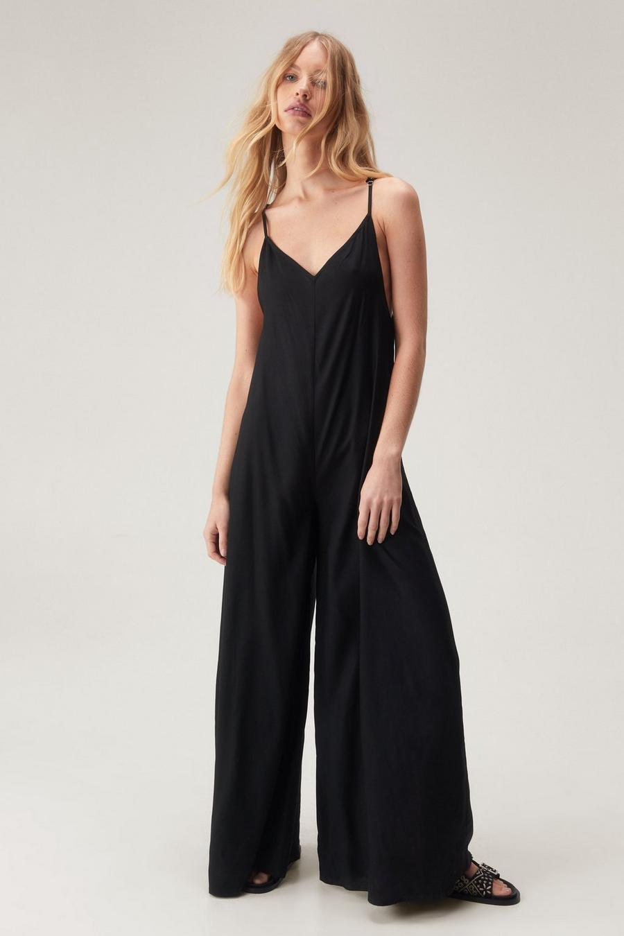 Strappy Wide Leg Flare Jumpsuit
