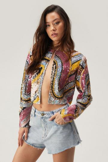 Abstract Statement Sequin Jacket multi