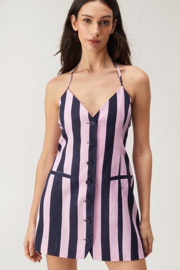 Premium Linen Stripe Mini Dress stripe