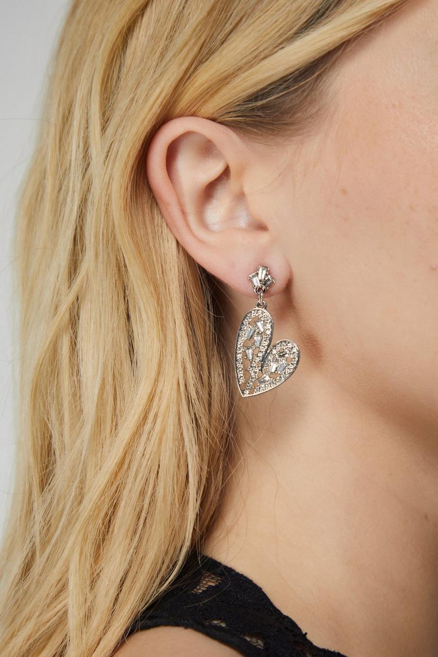 Abstract Heart Diamante Earrings