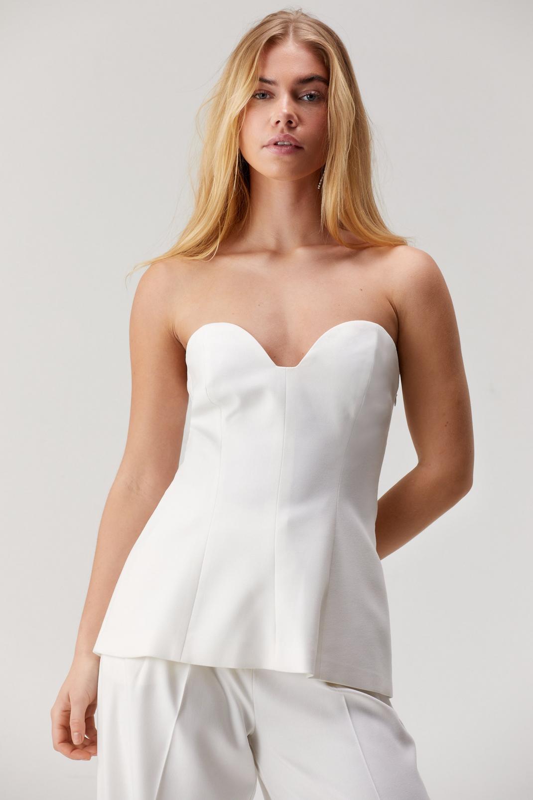 Premium Sweetheart Tailored Bustier, Ivory image number 1