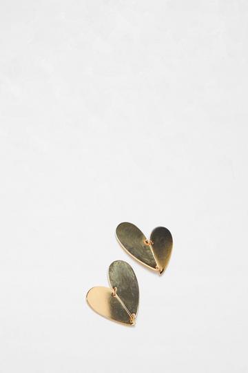 Gold Metallic Heart Folded Earrings
