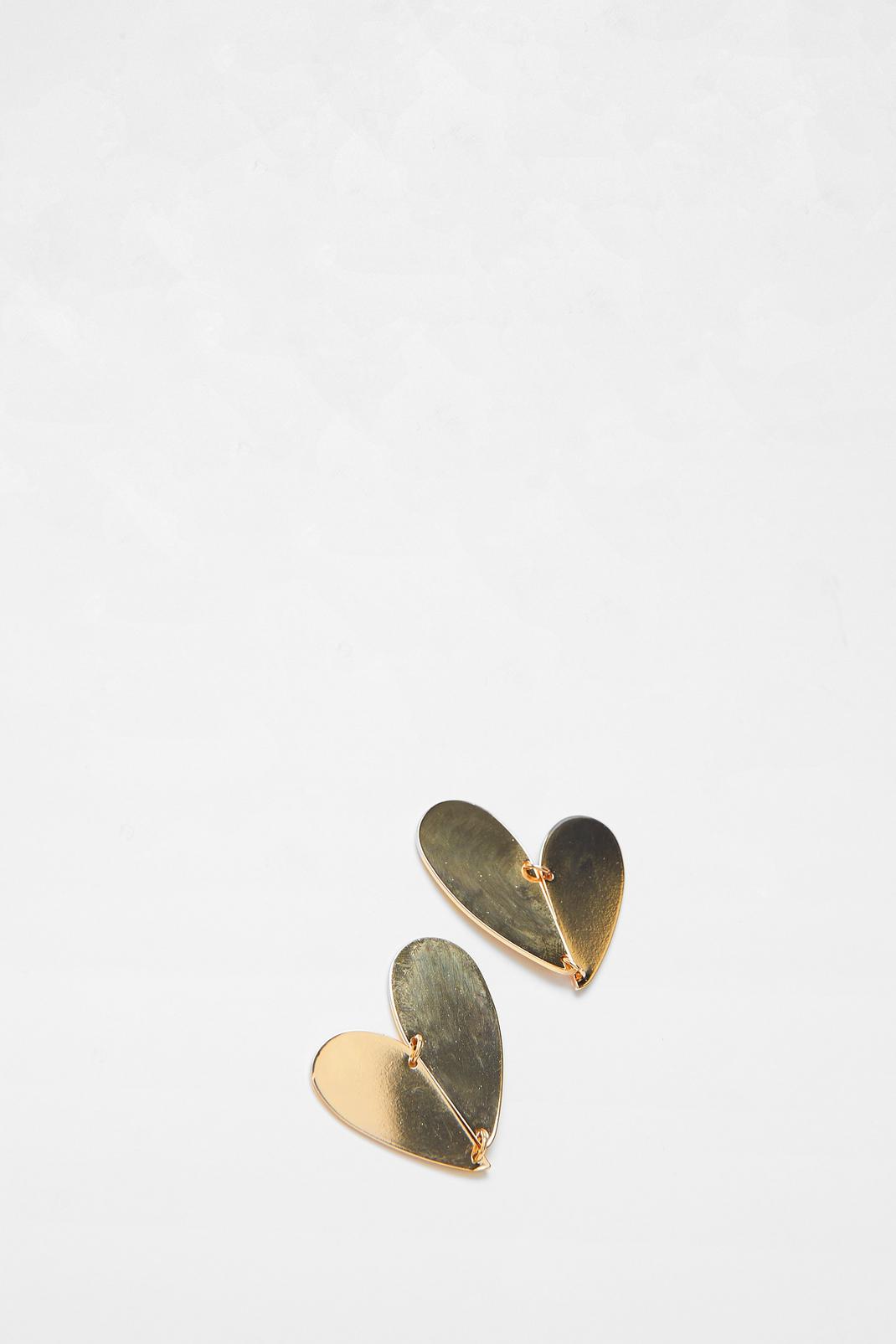 Gold Heart Folded Earrings image number 1