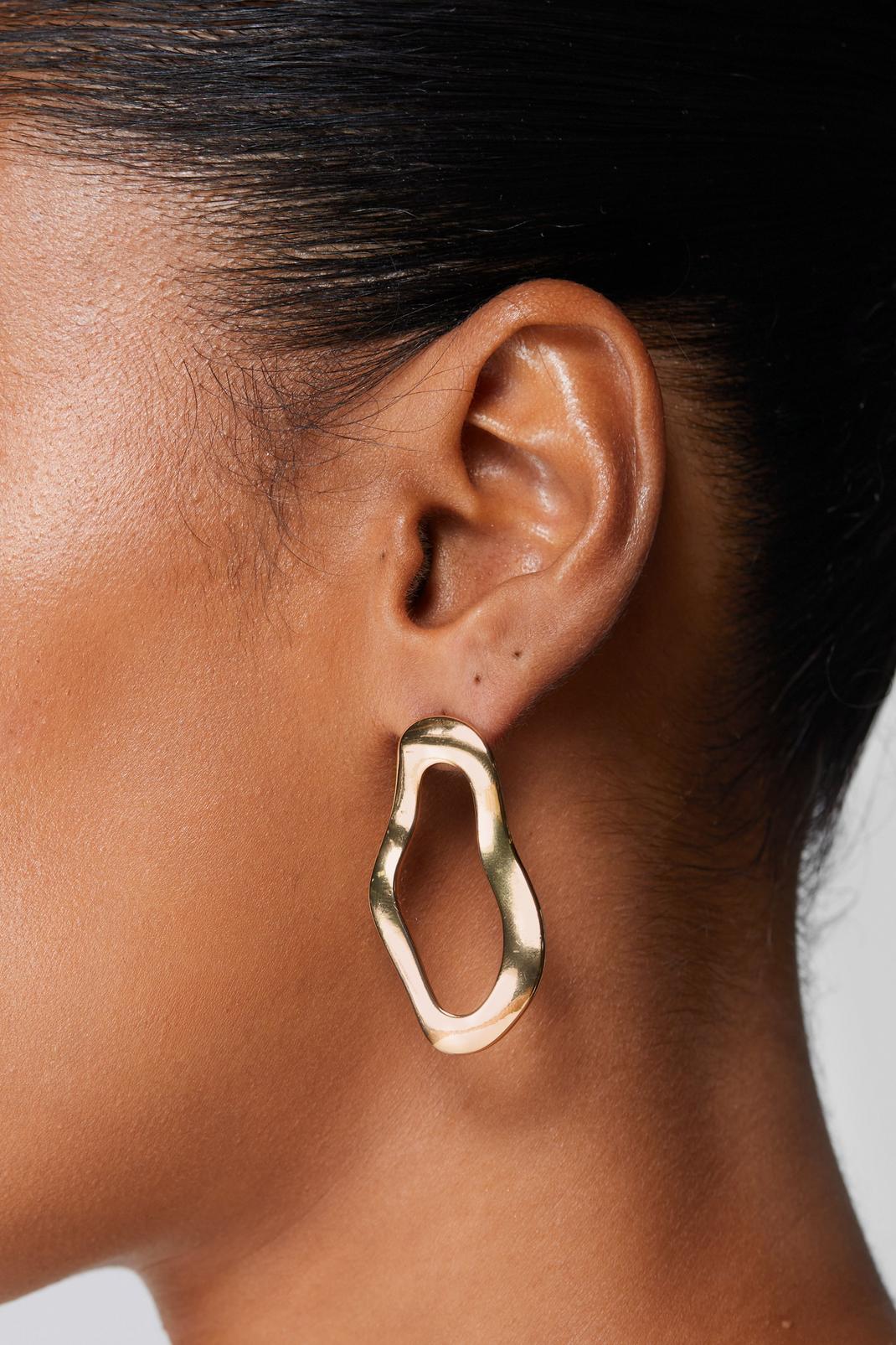 Gold Abstract Hoop Earrings image number 1
