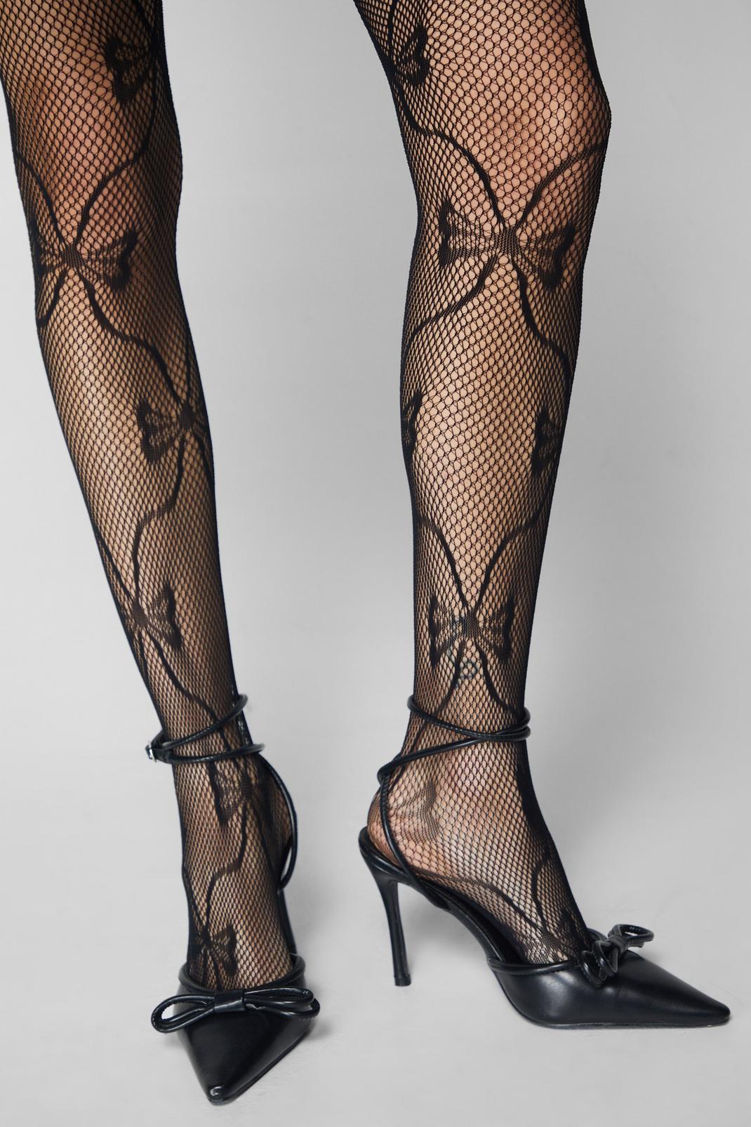 Bow Detail Fishnet Tights