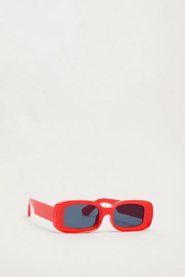 Red Chunky Textured Square Sunglasses