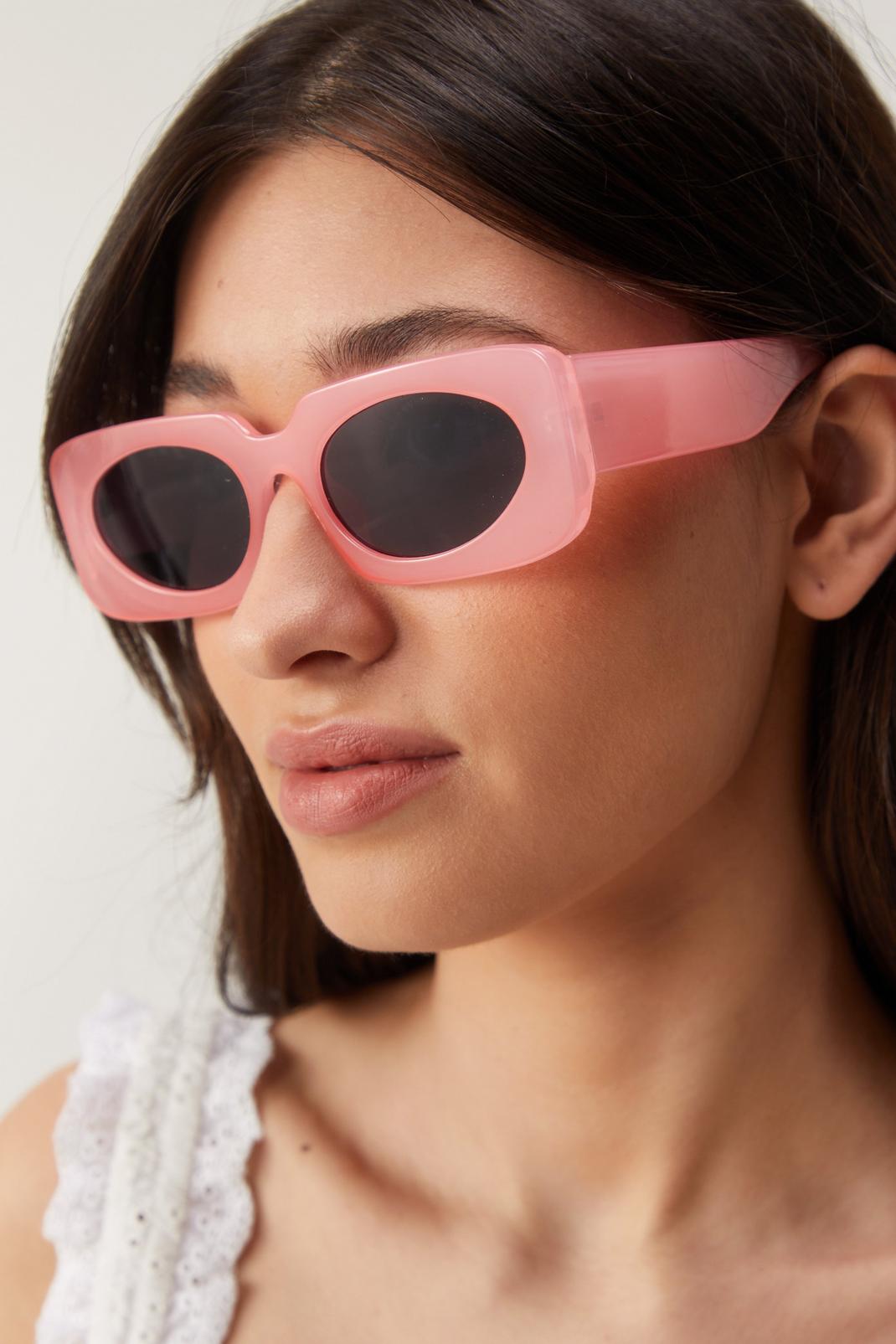 Pink Chunky Square Frame Sunglasses image number 1
