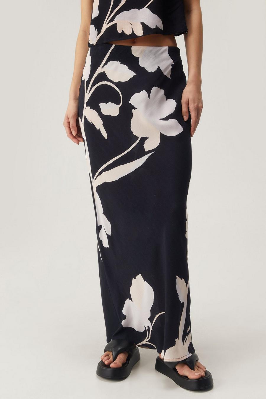 Floral Monochrome Maxi Skirt