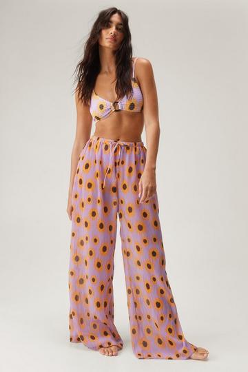 Sunflower Plisse Wide Leg Beach Pants lilac