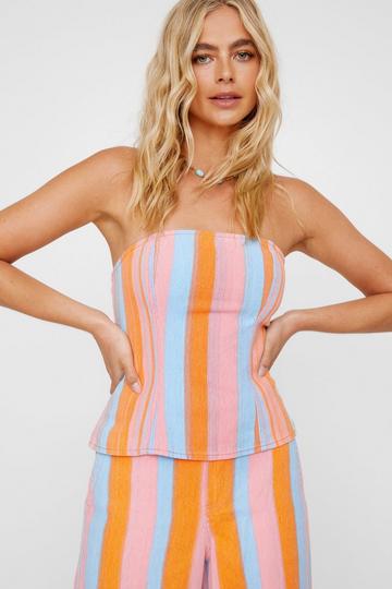 Twill Stripe Bandeau Top multi