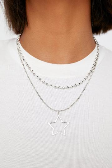 Star Layered Chain Necklace silver