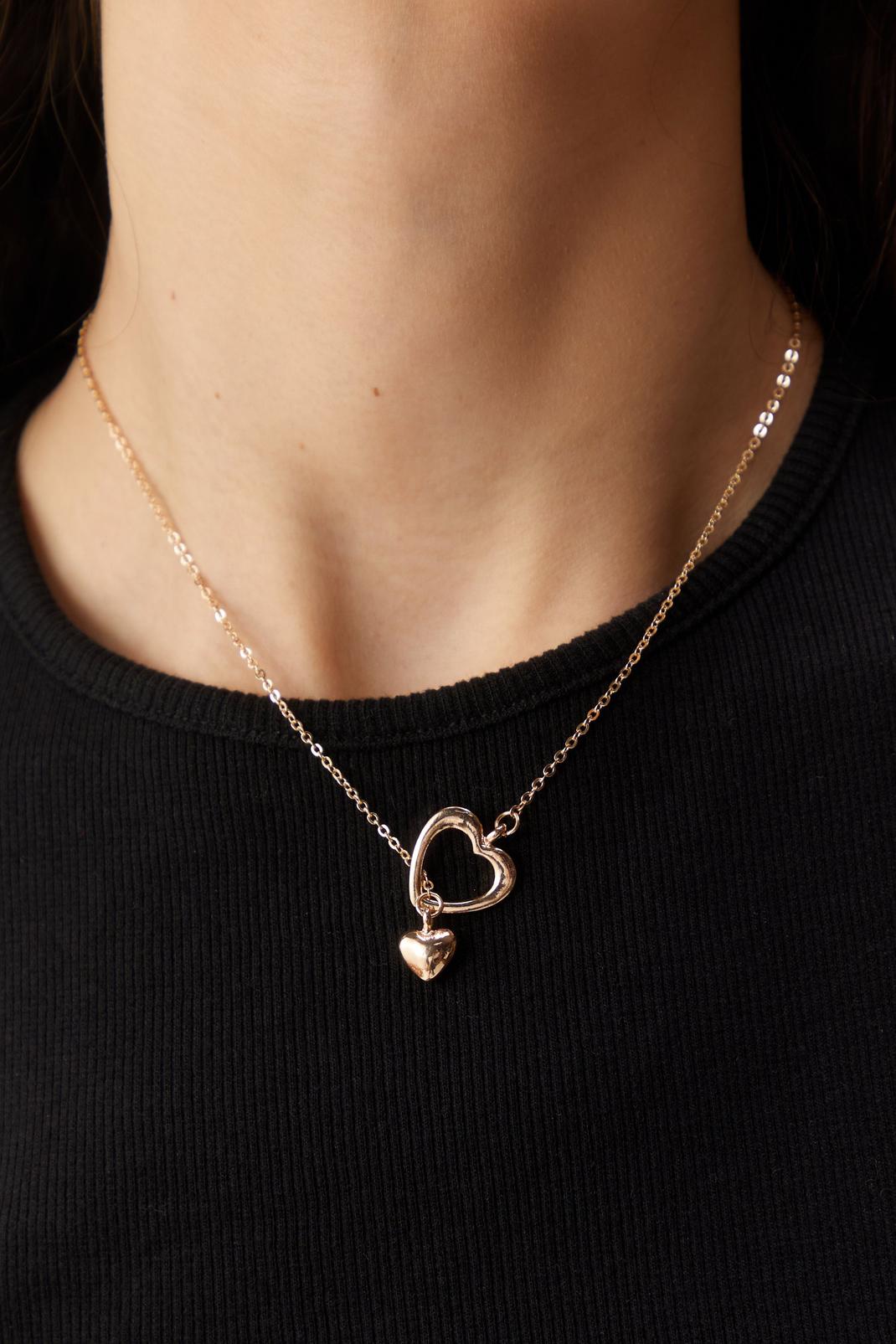Gold Heart Droplet Necklace image number 1