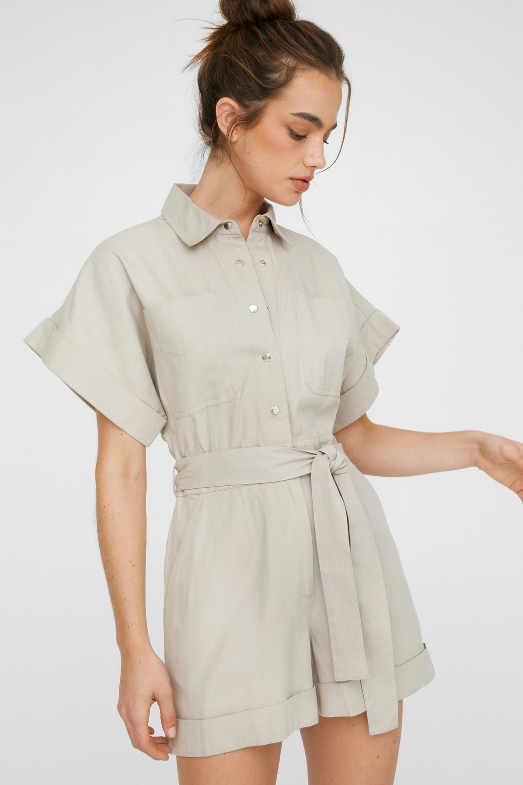 Stone Utility Cotton Belted Twill Romper image number 1