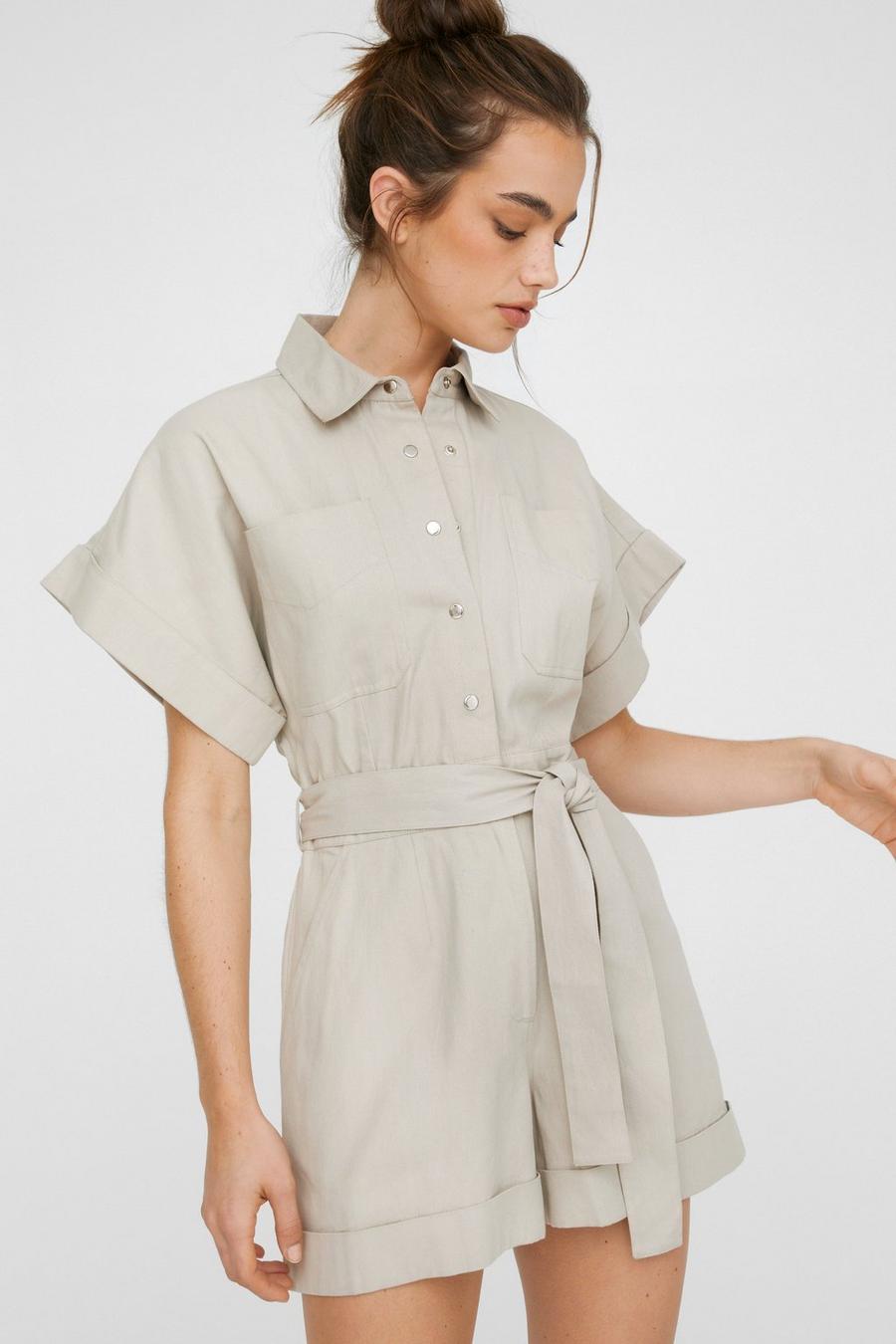 Utility Cotton Belted Twill Romper