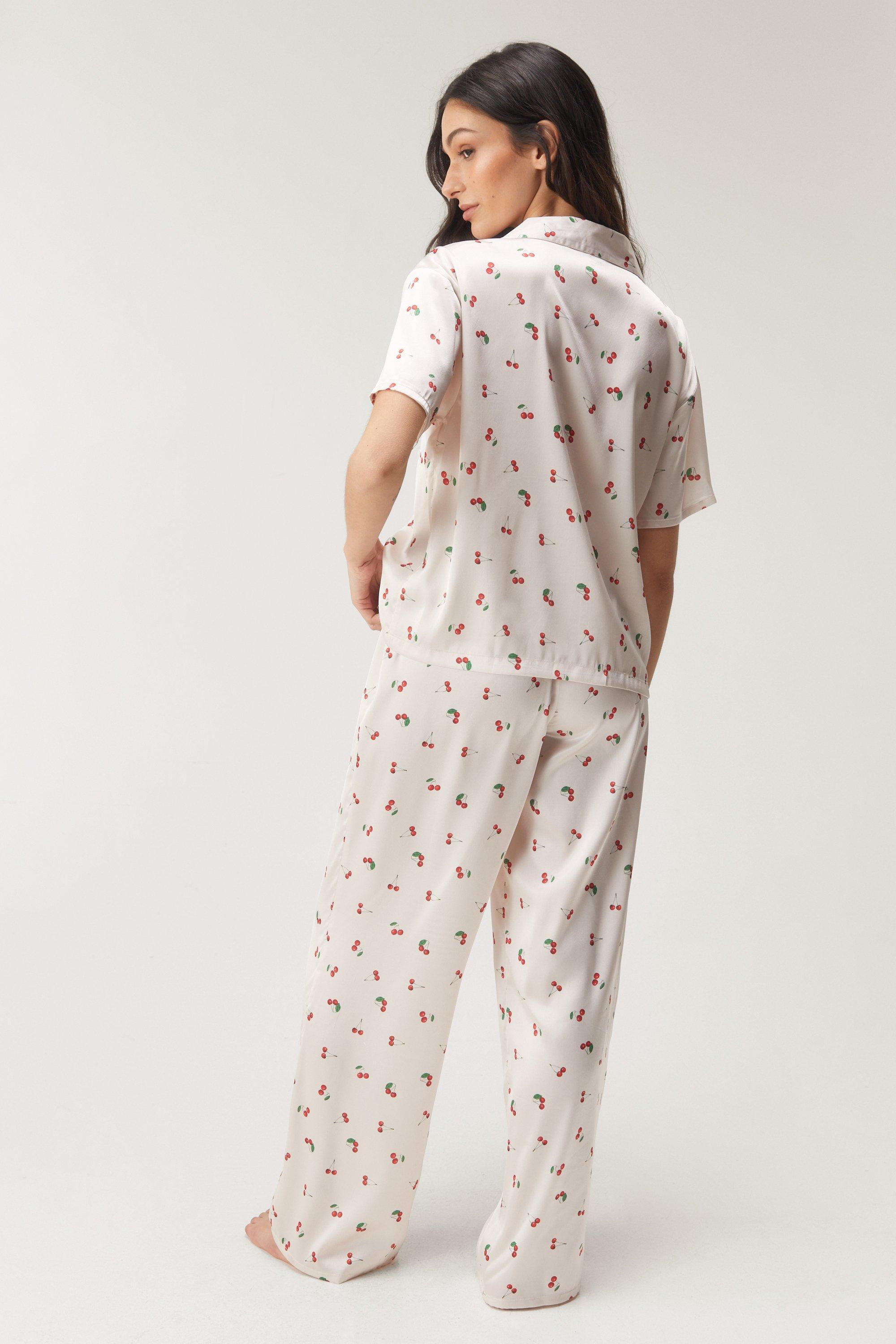 Satin Cherry Pajama Pants Set Nasty Gal