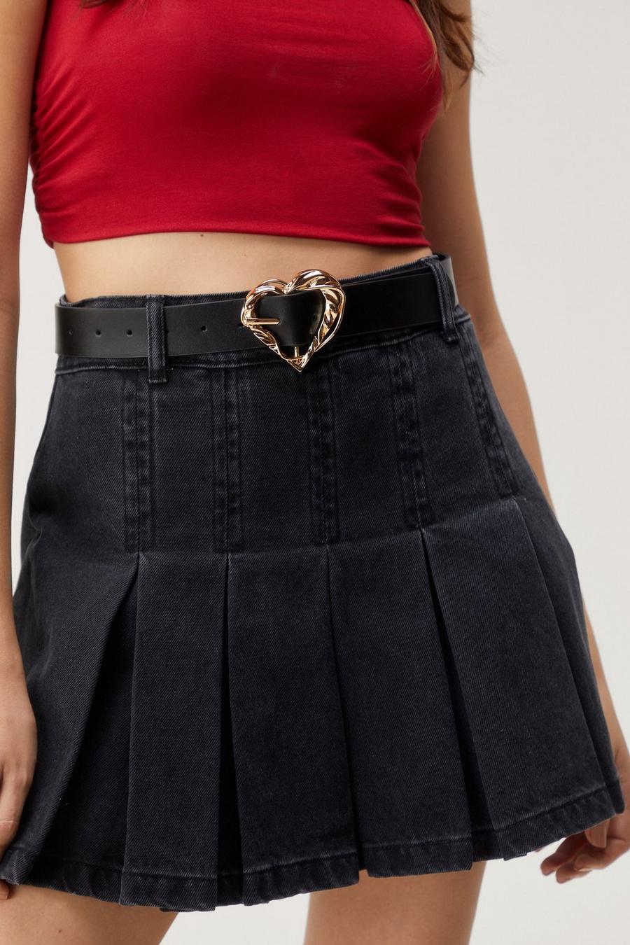 Hammered Heart Faux Leather Waist Belt