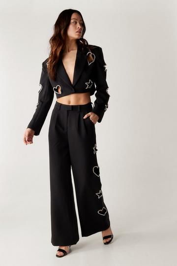 Black Premium Cut Out Embellished Trouser