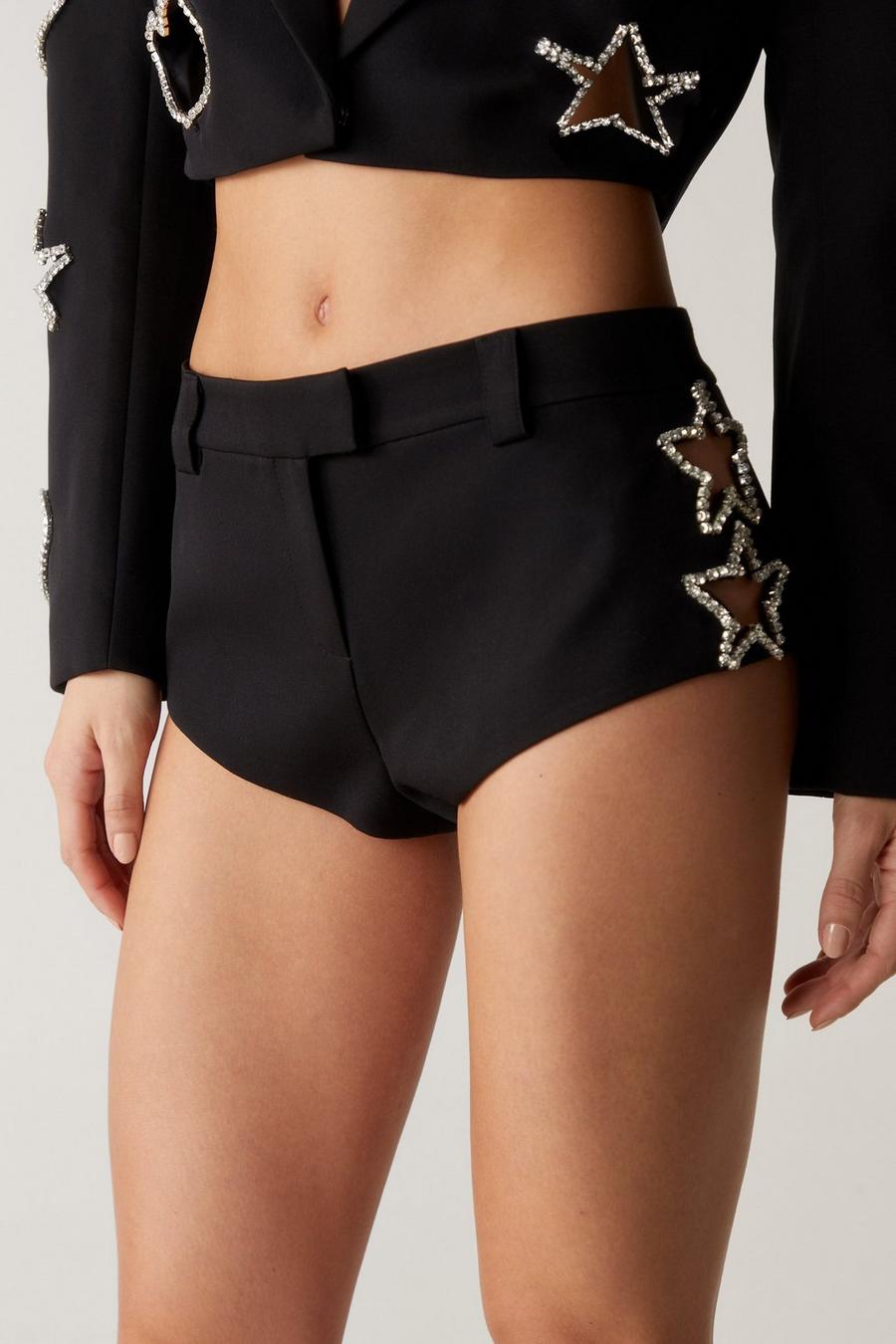 Premium Cut Out Embellished Booty Shorts