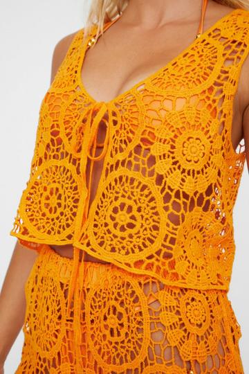 Orange Premium Crochet Tie Front Waistcoat