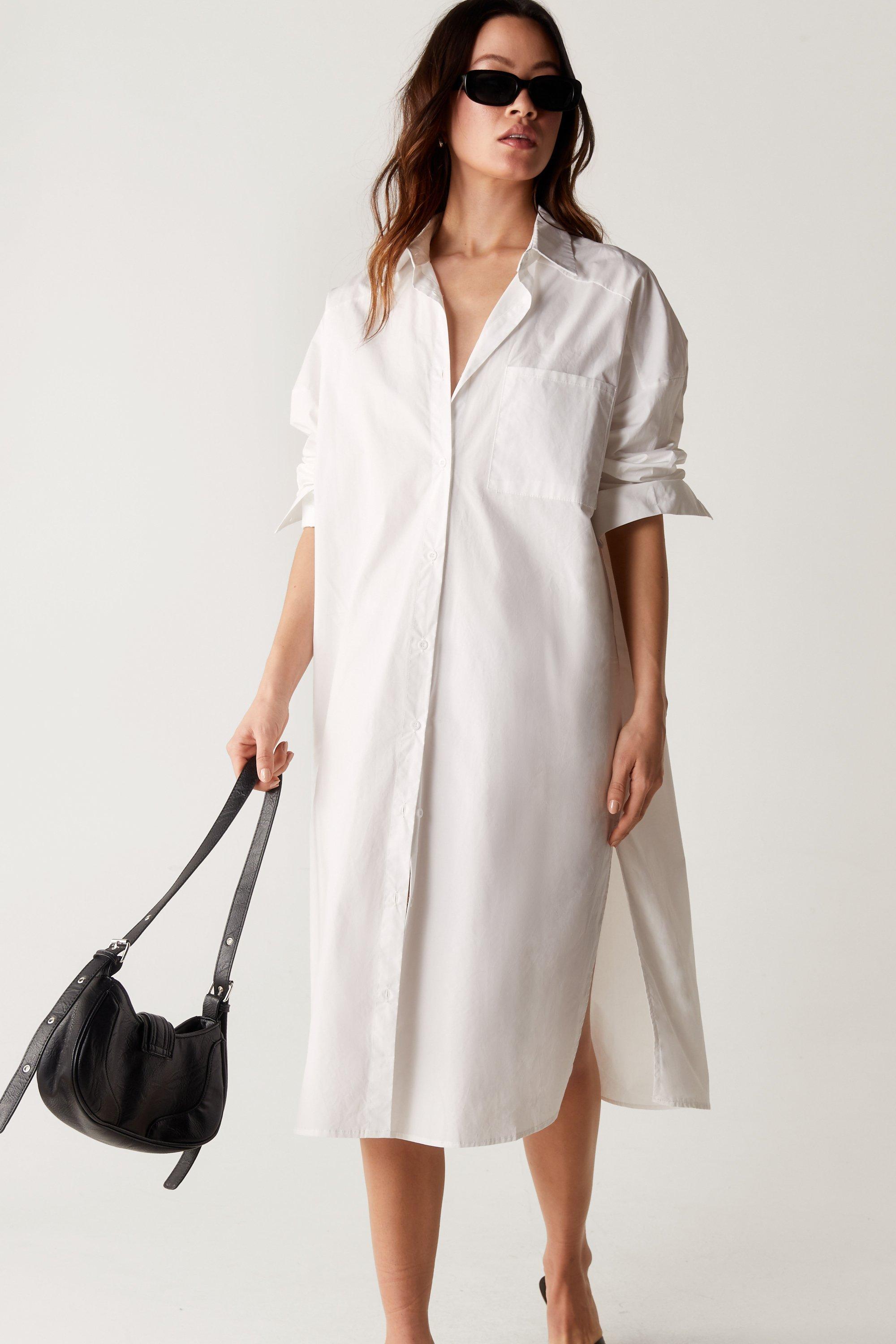 Side Split Midi Shirt Dress